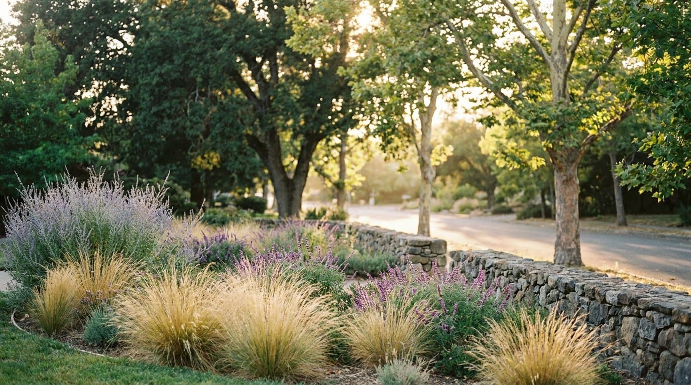 Representative Sonoma County landscape concept: planting, outdoor living, and open North Bay sky.