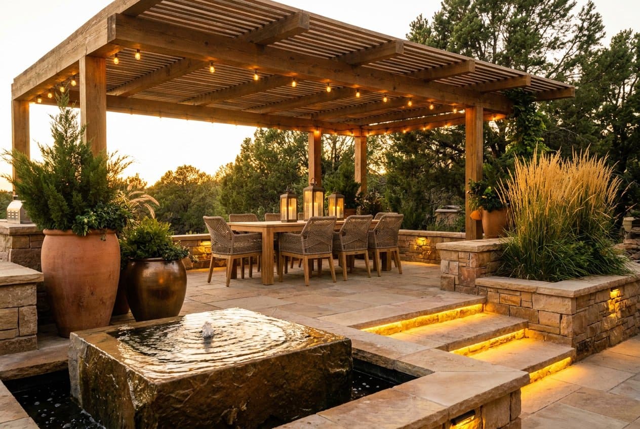 Representative outdoor-living idea for a North Bay property. Generated design concept, not a photo of finished RNR work.