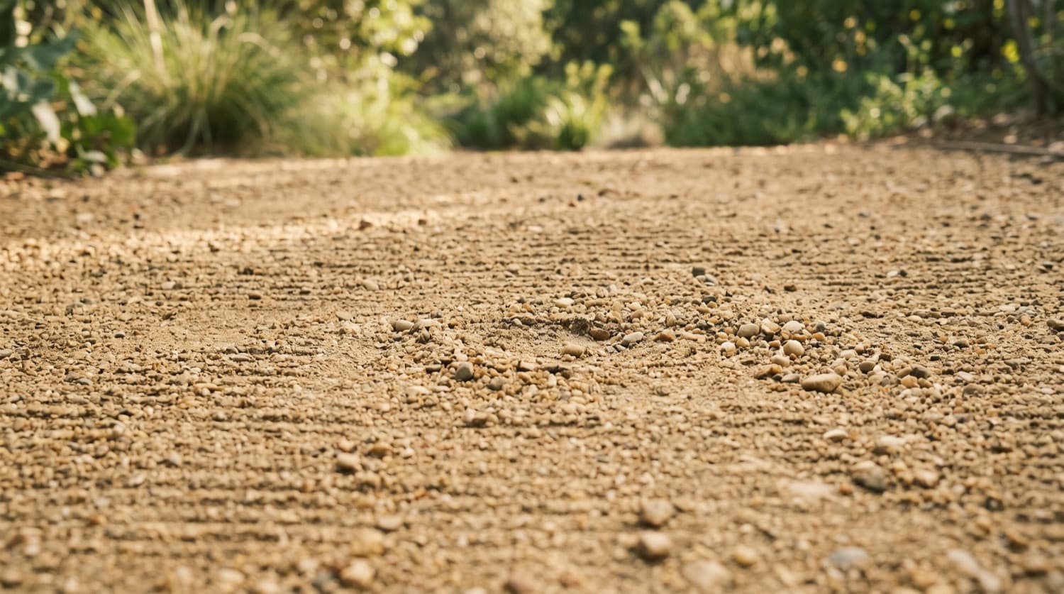 Stabilized decomposed granite path surface, compacted firm and level