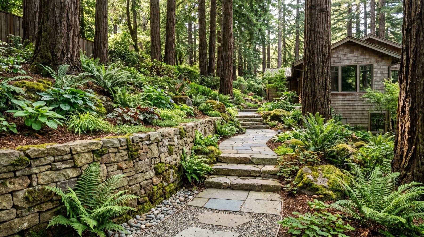 Mill Valley service area landscape concept with North Bay planting, outdoor living detail, and open sky.