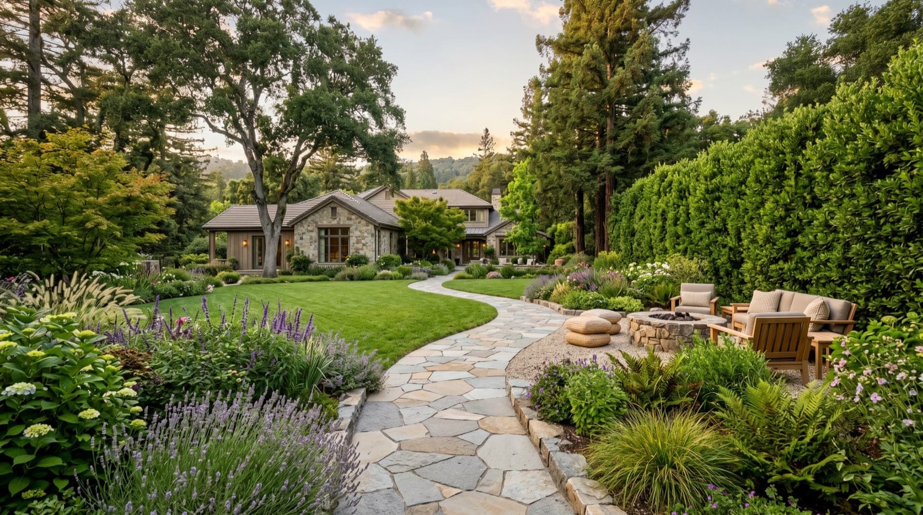 Ross service area landscape concept with North Bay planting, outdoor living detail, and open sky.